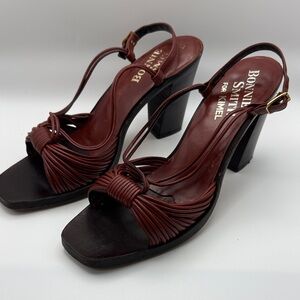 Bonnie Smith for Kimel Dark Red Leather Vintage Heels Size 9 Made in Italy